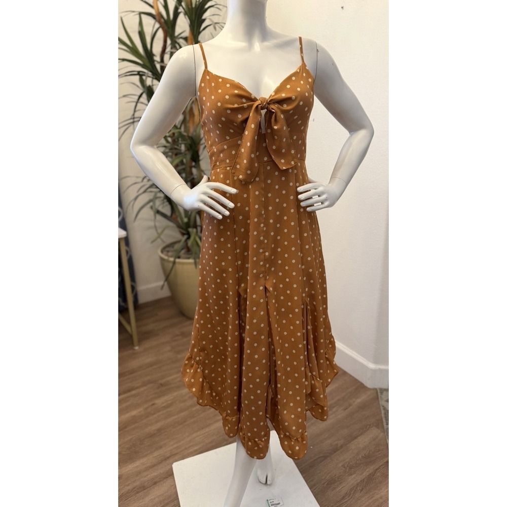 Boutique Polka Dot Slip Dress M/L Asymmetrical Hem Y2K Fairycore Midi Sleeveless